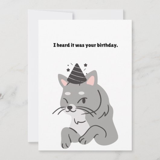 Funny Gray Cat Birthday Greetings Card Karte (Vorderseite)