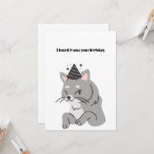 Funny Gray Cat Birthday Greetings Card Karte (Vorderseite/Rückseite Beispiel)