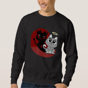 Funny Gray Cat Devil Angel Bad Cat Evil Shadow Dia Sweatshirt