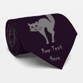 Funny Gray Cat with Arched Back Halloween Krawatte (Gerollt)