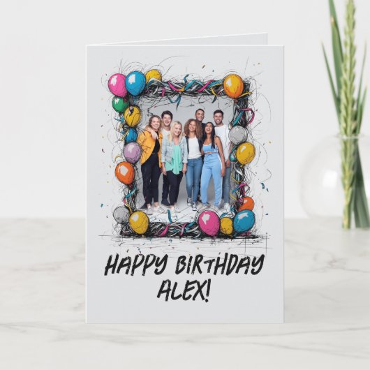 Funny Gray Custom Foto Birthday Card Group Team Karte (Vorderseite)