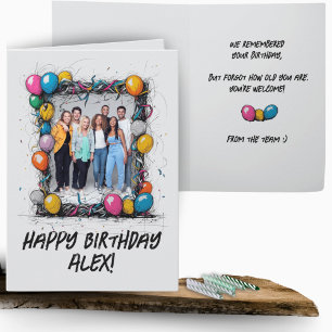 Funny Gray Custom Foto Birthday Card Group Team Karte