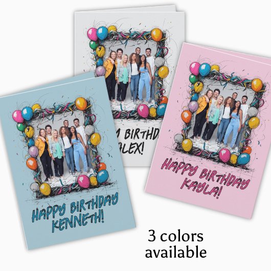 Funny Gray Custom Foto Birthday Card Group Team Karte