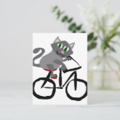 Funny Gray Kitty Cat Reiten Bicycle Postkarte (Stehend Vorderseite)