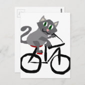 Funny Gray Kitty Cat Reiten Bicycle Postkarte (Vorne/Hinten)