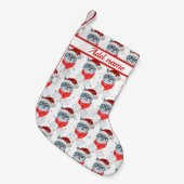 Funny Gray Tabby Cat With Santa Hat Christmas Kleiner Weihnachtsstrumpf (Vorderansicht (hängend))