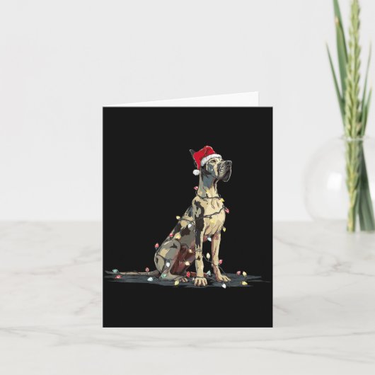 Funny Great Dane Christmas Graphics Dog Lights Lov Karte (Vorderseite)