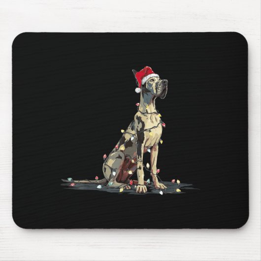 Funny Great Dane Christmas Graphics Dog Lights Lov Mousepad (Vorne)