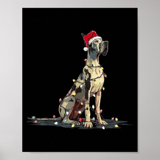 Funny Great Dane Christmas Graphics Dog Lights Lov Poster (Vorne)
