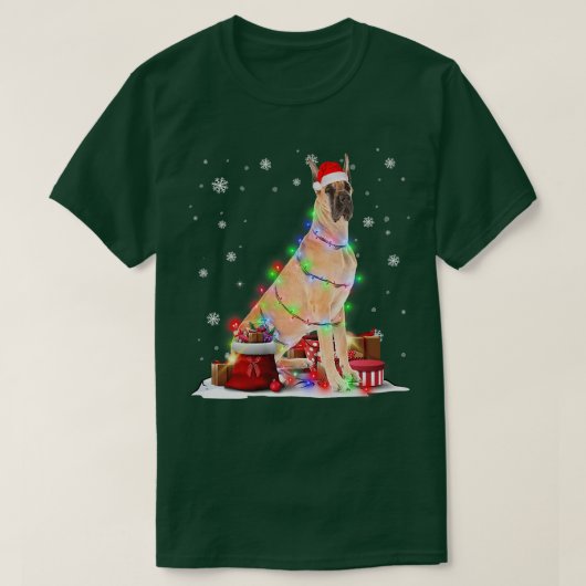 Funny Great Dane Dog Tree Weihnachtslicht Xmas Pa T-Shirt (Design vorne)