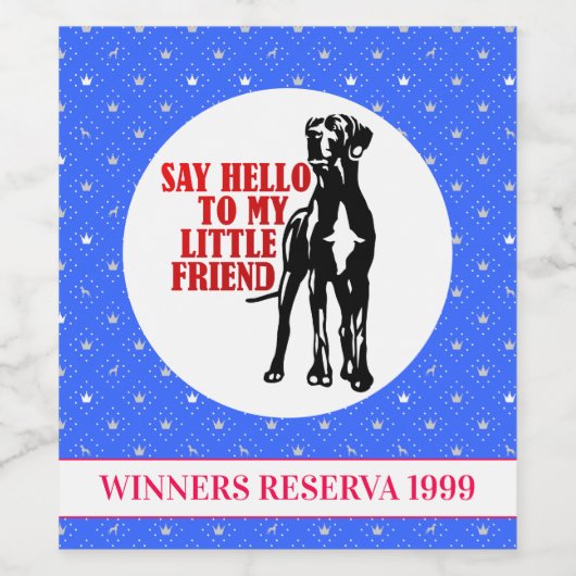 Funny Great Dane Gewinner Wein Weinetikett (Einzelnes Label)