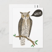 Funny Great Horned Owl WHC Grammar Postcard Postkarte (Vorne/Hinten)
