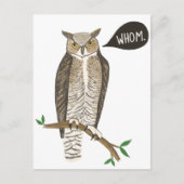 Funny Great Horned Owl WHC Grammar Postcard Postkarte (Vorderseite)