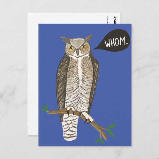 Funny Great Horned Owl WHC Grammar Postcard Postkarte (Vorne/Hinten)