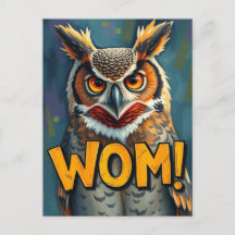 Funny Great Horned Owl WHC Grammar Postcard