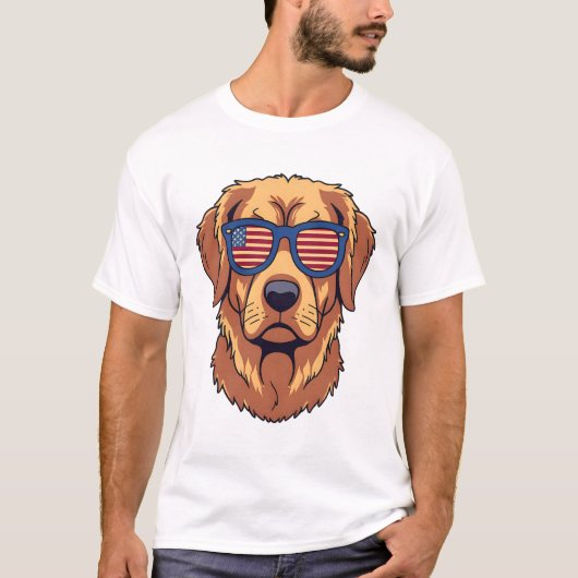 Funny Great Pyrenäen / Golden Retriever Merica T-Shirt (Vorderseite)