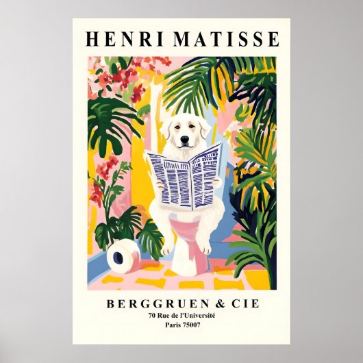 Funny Great Pyrenees Art Print – Matisse Style Poster (Vorne)