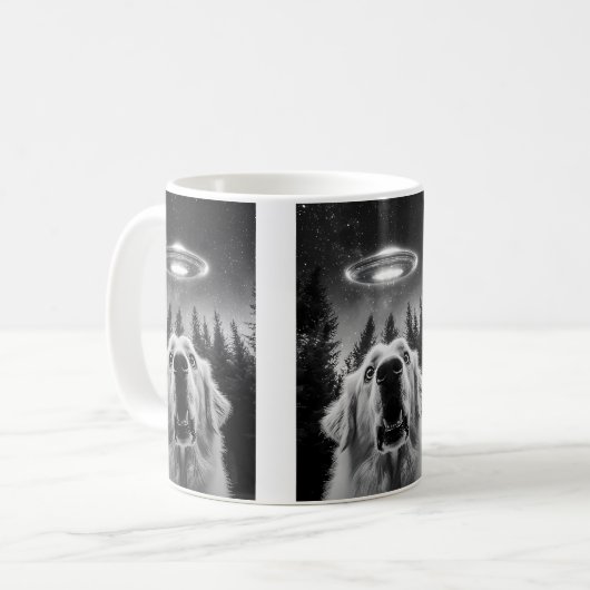 Funny Great Pyrenees Ufo Selfie Kaffeetasse (Vorderseite Links)