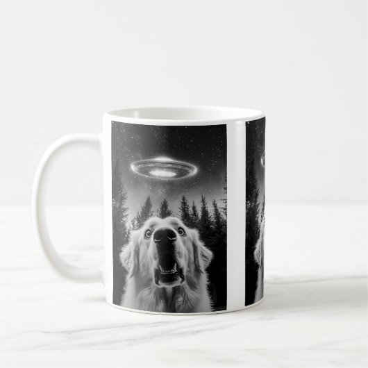 Funny Great Pyrenees Ufo Selfie Kaffeetasse (Links)