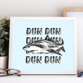 Funny Great White Shark Attack Art Print Poster