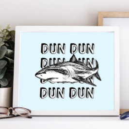 Funny Great White Shark Attack Art Print Poster