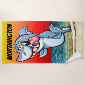 Funny Great White Shark Beach Handtuch (Vorderseite)