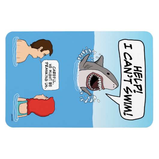 Funny Great White Shark Pranks Schwimmer Magnet (Horizontal)
