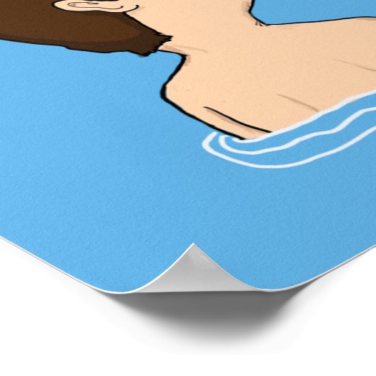 Funny Great White Shark Pranks Schwimmer Poster (Ecke)