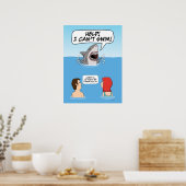 Funny Great White Shark Pranks Schwimmer Poster (Küche)