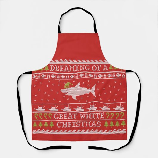 Funny Great White Shark Weihnachten Ugly Sweater Schürze (Vorderseite)