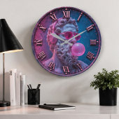 Funny Greek Philosopher Bubble Gum Große Wanduhr