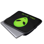 Funny green Alien Cartoon angepasster Laptop-Ärmel Laptopschutzhülle (Vorne Knopf)