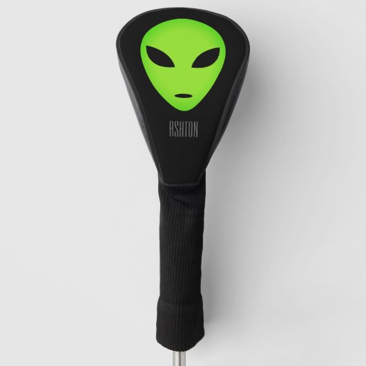 Funny Green Alien Head Golfspieler Socke Kopfbedec Golf Headcover (Vorderseite)