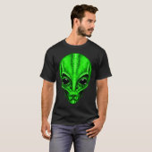 Funny Green Alien Head Niedlich Ufo T-Shirt (Vorne ganz)