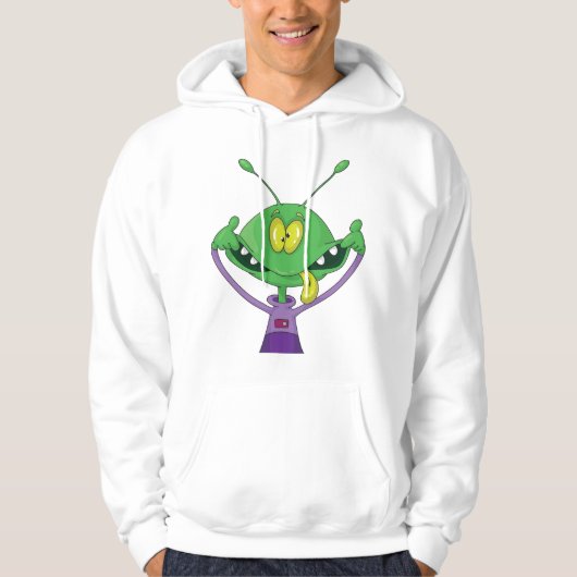 Funny Green Alien Making Silly Face Hoodie (Vorderseite)