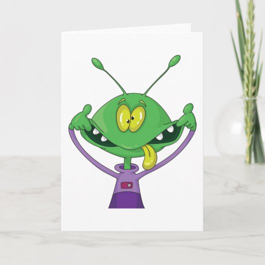 Funny Green Alien Making Silly Face Karte (Vorderseite)