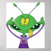 Funny Green Alien Making Silly Face Poster (Vorne)