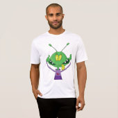 Funny Green Alien Making Silly Face T-Shirt (Vorne ganz)