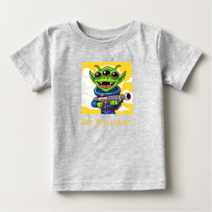 Funny Green Alien mit Ray Gun Cartoon SpT-Shirt Baby T-shirt