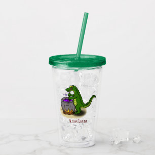 Funny Green Alligator Koch Cartoon Acryltrinkbecher