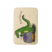 Funny Green Alligator Koch Cartoon Badematte (Vorderseite Vertikal)