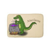 Funny Green Alligator Koch Cartoon Badematte (Vorderseite)
