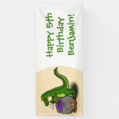 Funny Green Alligator Koch Cartoon Banner (Vertikal)