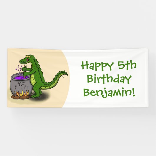 Funny Green Alligator Koch Cartoon Banner (Horizontal)