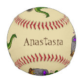 Funny Green Alligator Koch Cartoon Baseball (Vorderseite)