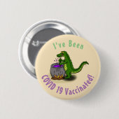 Funny Green Alligator Koch Cartoon Button (Vorne & Hinten)