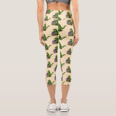 Funny Green Alligator Koch Cartoon Capri Leggings (Rückseite)