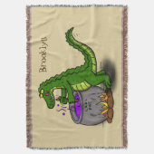 Funny Green Alligator Koch Cartoon Decke (Vorderseite Vertikal)