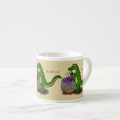 Funny Green Alligator Koch Cartoon Espressotasse (Vorderseite Rechts)