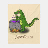 Funny Green Alligator Koch Cartoon Fleecedecke (Vorderseite)